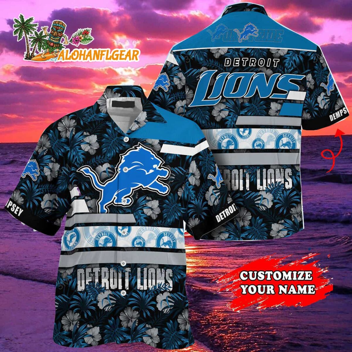 Personalized Detroit Lions Flower Summer Limited Hawaiian Shirt 2