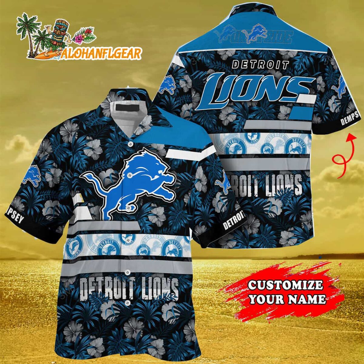 Personalized Detroit Lions Flower Summer Limited Hawaiian Shirt 3