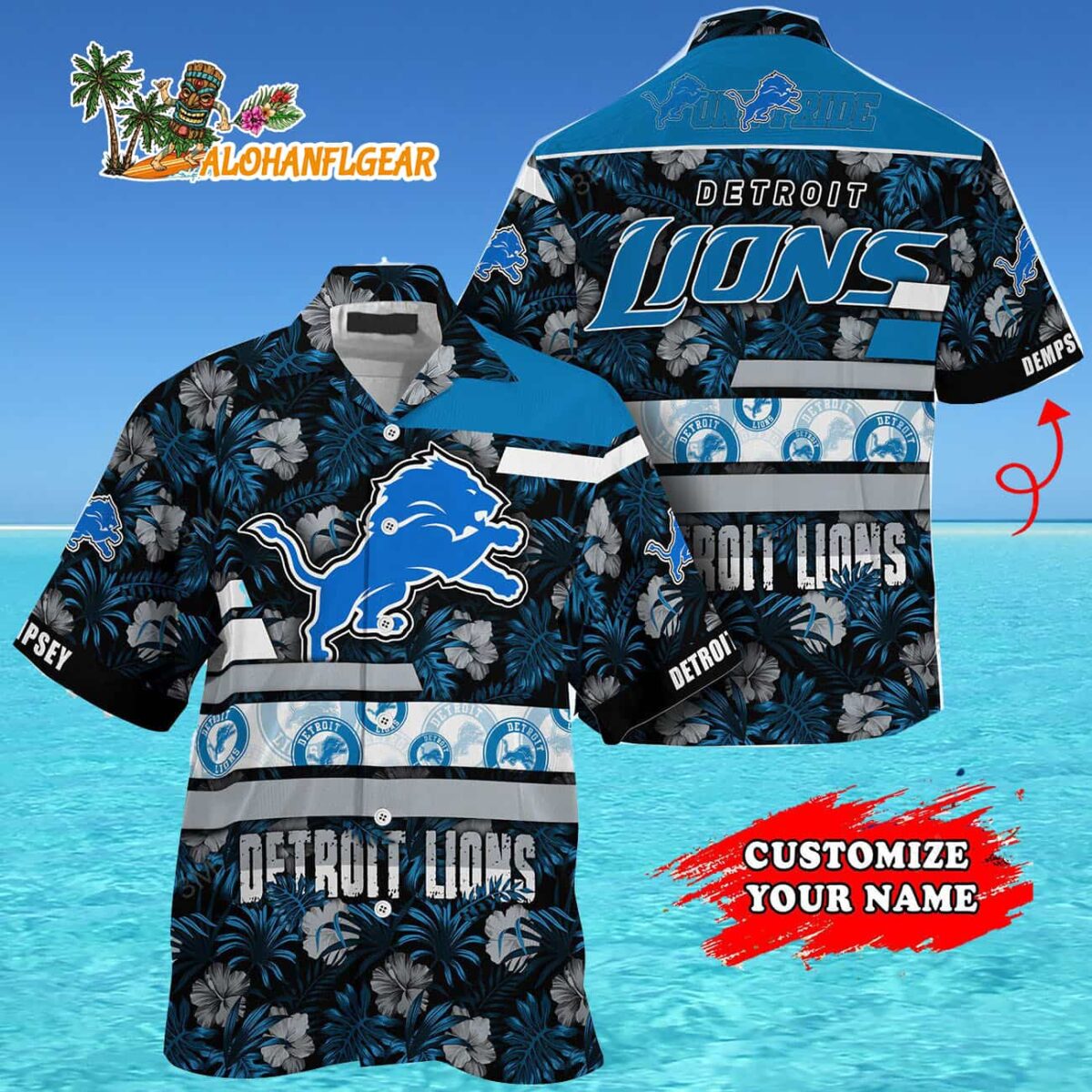 Personalized Detroit Lions Flower Summer Limited Hawaiian Shirt 4
