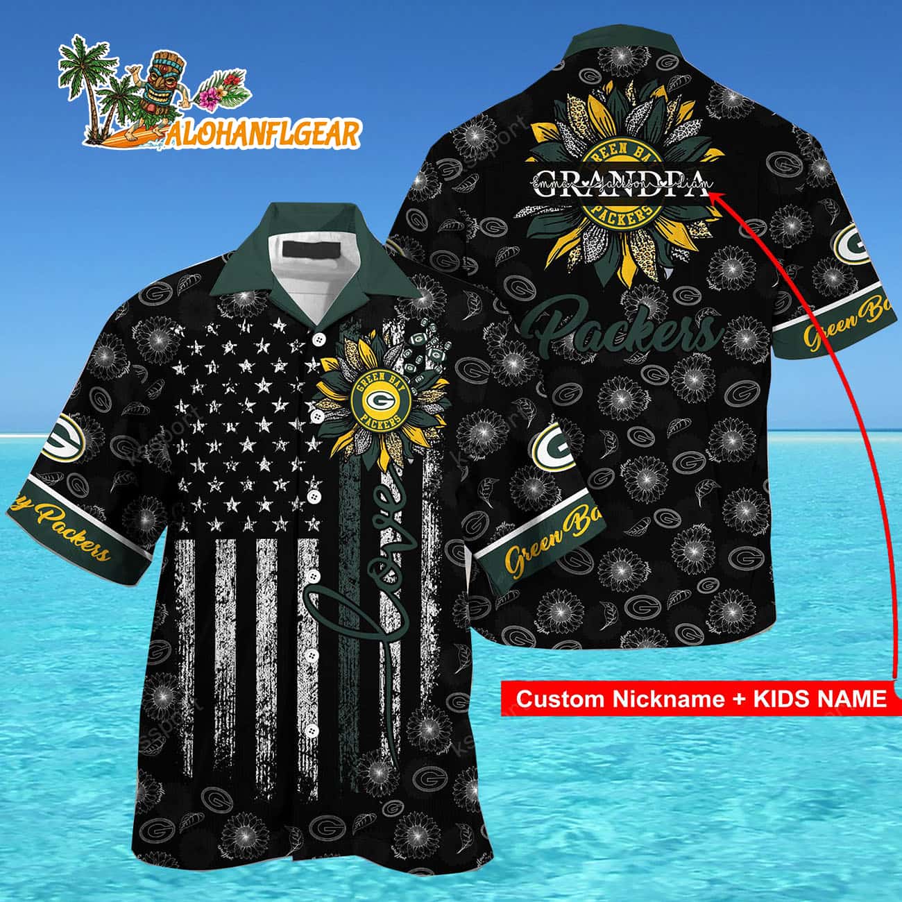 Personalized Green Bay Packers Sunflower For Mother Day Father Day Hawaiian Shirt Personalized Green Bay Packers Sunflower For Mother Day Father Day Hawaiian Shirt