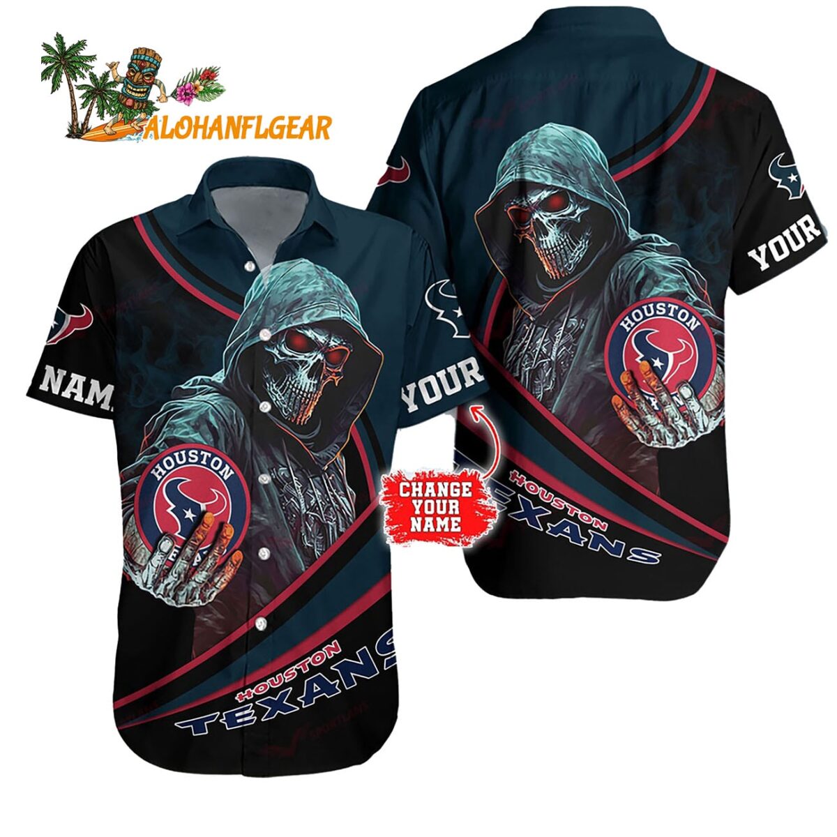Personalized Houston Texans Special Halloween Skull Hawaiian Shirt 1