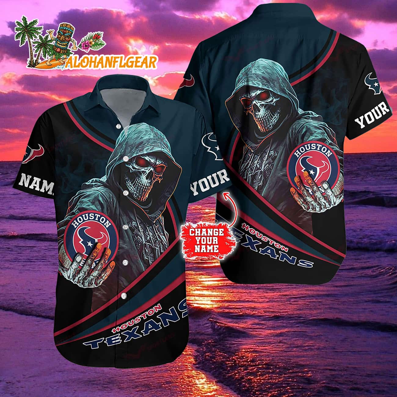 Personalized Houston Texans Special Halloween Skull Hawaiian Shirt Personalized Houston Texans Special Halloween Skull Hawaiian Shirt