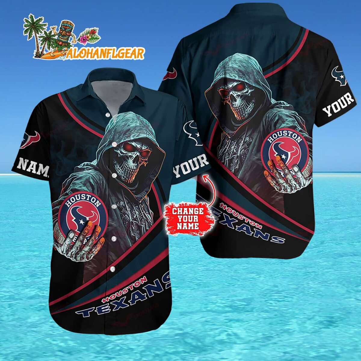 Personalized Houston Texans Special Halloween Skull Hawaiian Shirt 4