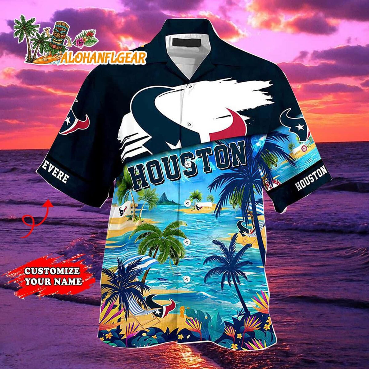 Personalized Houston Texans Summer Button Up Hawaii Shirt 1 Personalized Houston Texans Summer Button Up Hawaii Shirt 2