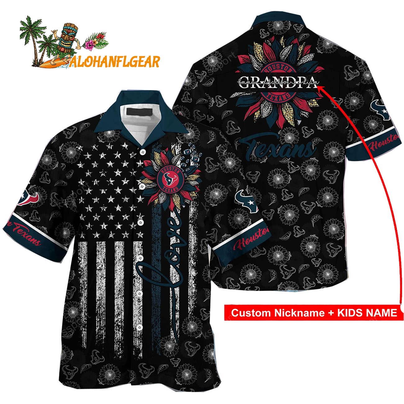 Personalized Houston Texans Sunflower For Mother Day Father Day Hawaiian Shirt Personalized Houston Texans Sunflower For Mother Day Father Day Hawaiian Shirt