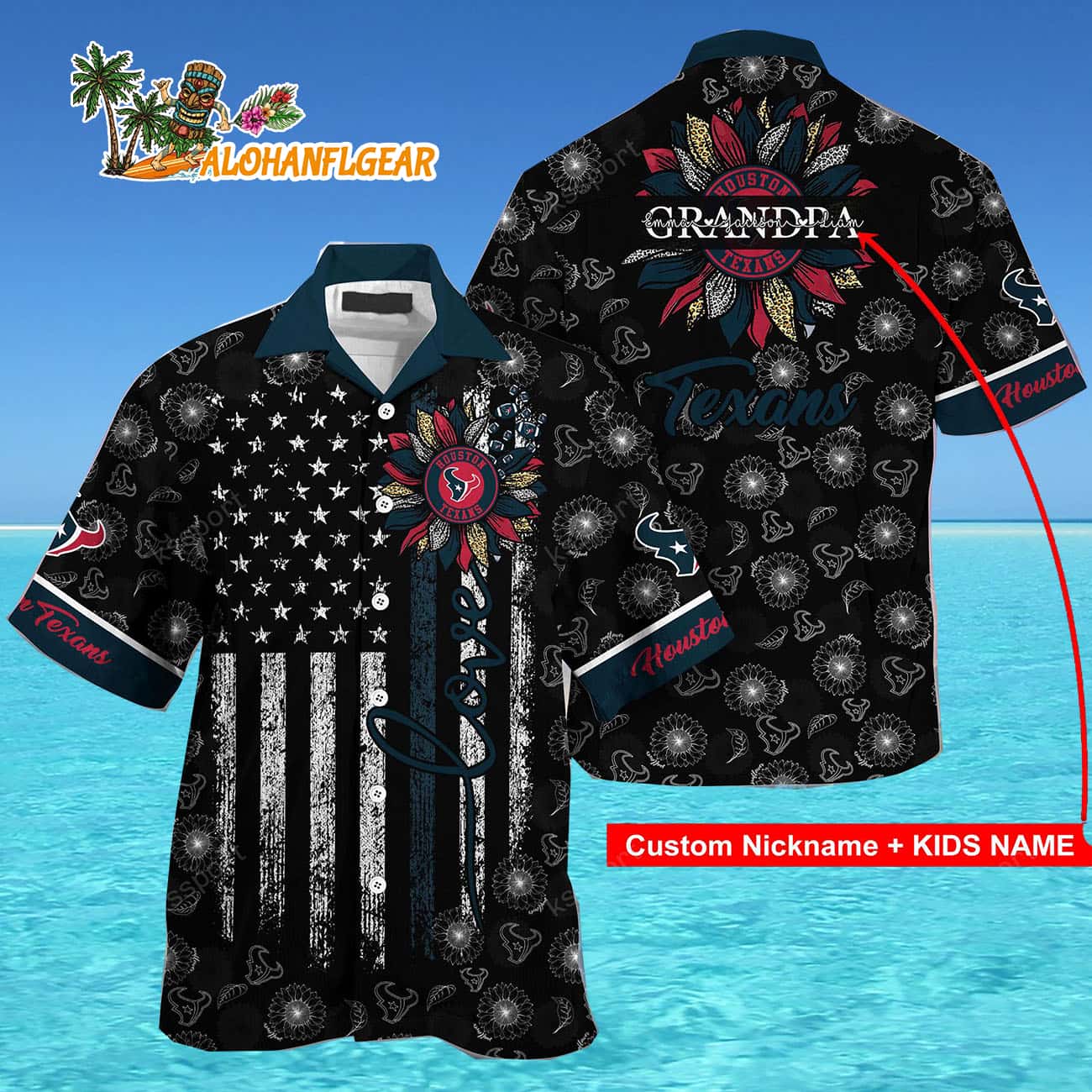 Personalized Houston Texans Sunflower For Mother Day Father Day Hawaiian Shirt Personalized Houston Texans Sunflower For Mother Day Father Day Hawaiian Shirt