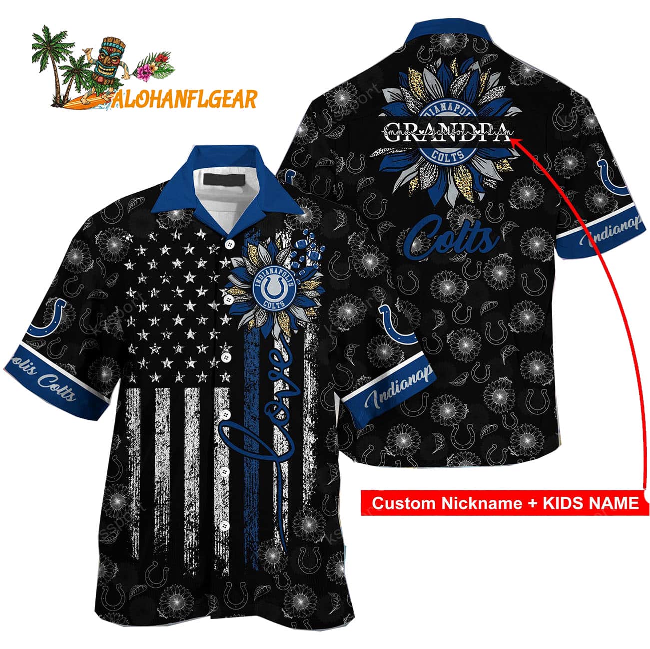 Personalized Indianapolis Colts Sunflower For Mother Day Father Day Hawaiian Shirt Personalized Indianapolis Colts Sunflower For Mother Day Father Day Hawaiian Shirt
