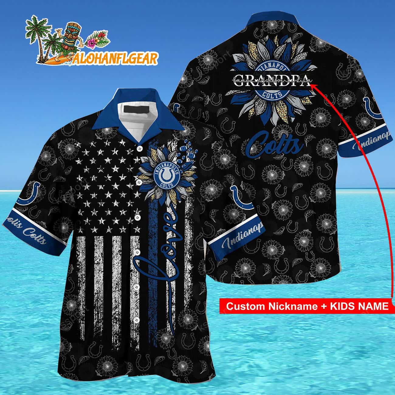 Personalized Indianapolis Colts Sunflower For Mother Day Father Day Hawaiian Shirt Personalized Indianapolis Colts Sunflower For Mother Day Father Day Hawaiian Shirt