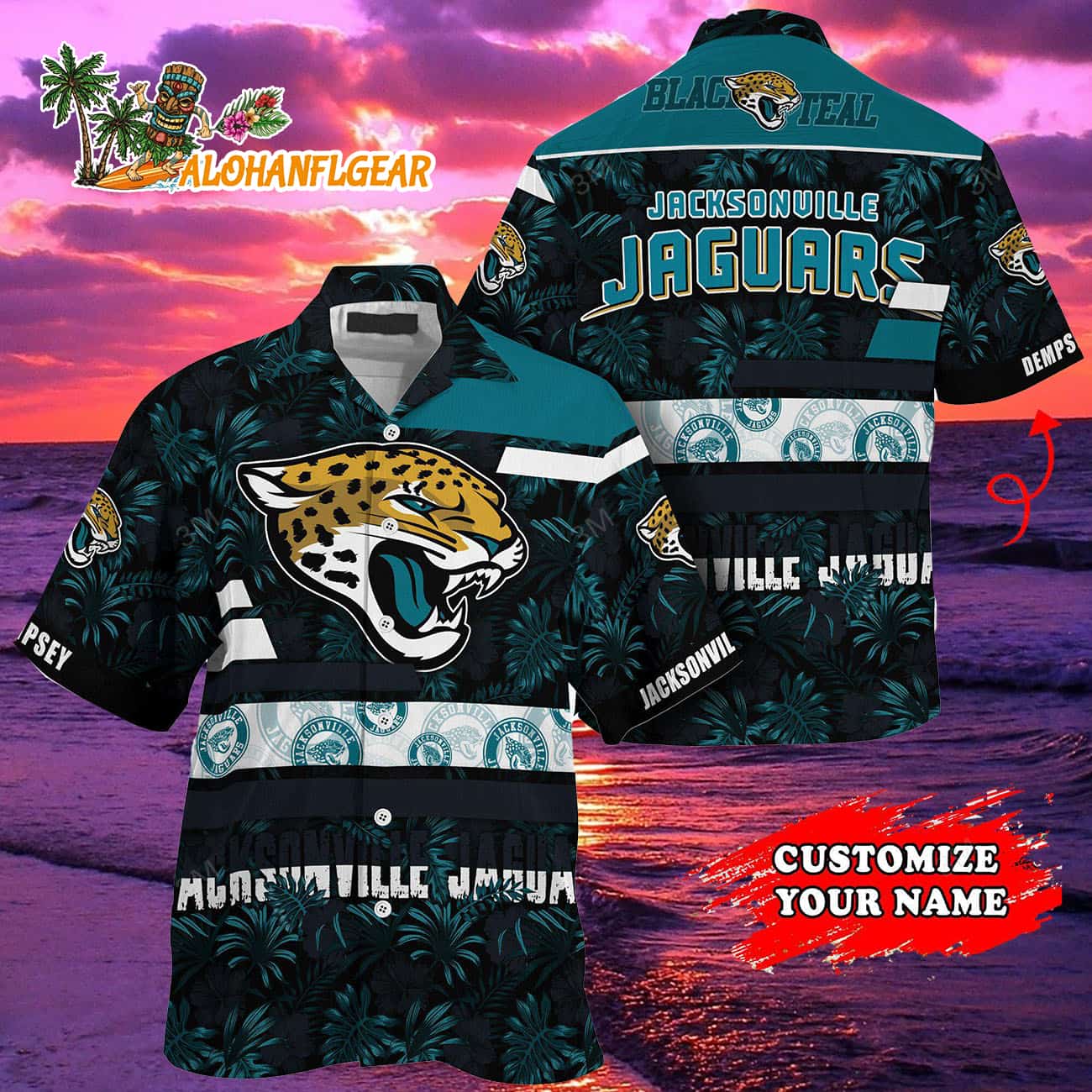 Personalized Jacksonville Jaguars Flower Summer Limited Hawaiian Shirt Personalized Jacksonville Jaguars Flower Summer Limited Hawaiian Shirt
