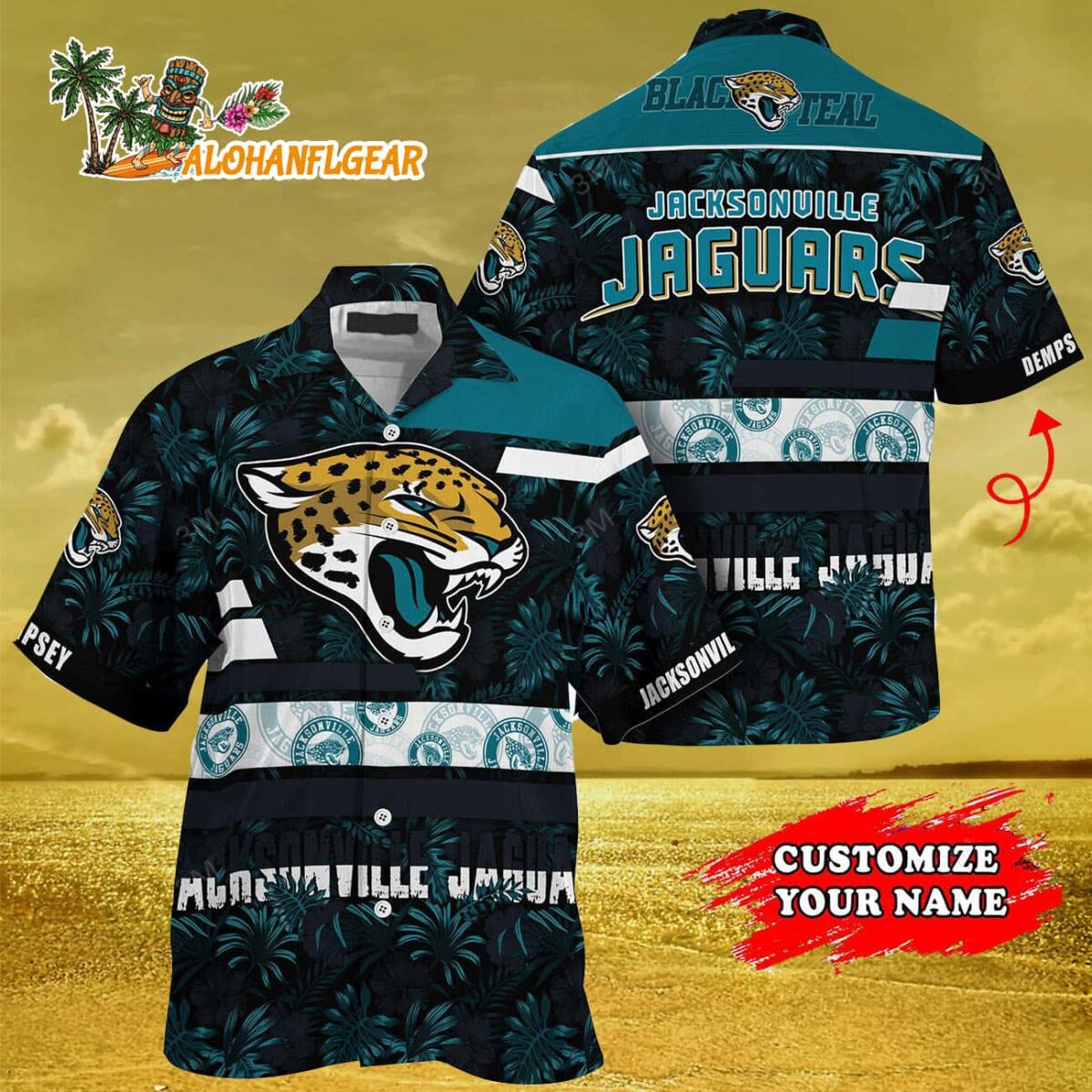 Personalized Jacksonville Jaguars Flower Summer Limited Hawaiian Shirt 3