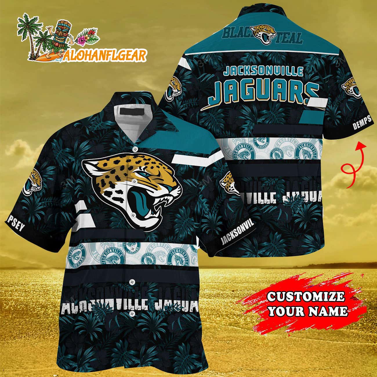 Personalized Jacksonville Jaguars Flower Summer Limited Hawaiian Shirt Personalized Jacksonville Jaguars Flower Summer Limited Hawaiian Shirt