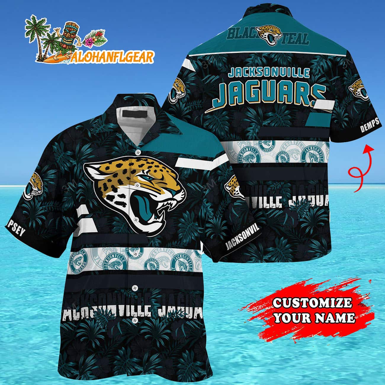 Personalized Jacksonville Jaguars Flower Summer Limited Hawaiian Shirt Personalized Jacksonville Jaguars Flower Summer Limited Hawaiian Shirt