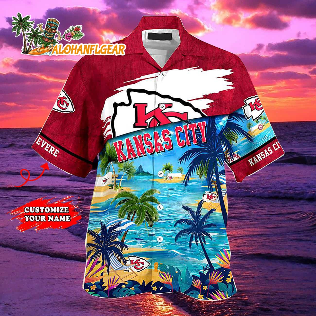 Personalized Kansas City Chiefs Summer Button Up Hawaii Shirt Personalized Kansas City Chiefs Summer Button Up Hawaii Shirt