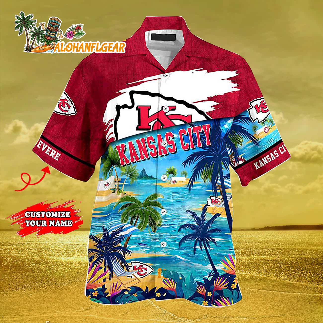 Personalized Kansas City Chiefs Summer Button Up Hawaii Shirt Personalized Kansas City Chiefs Summer Button Up Hawaii Shirt