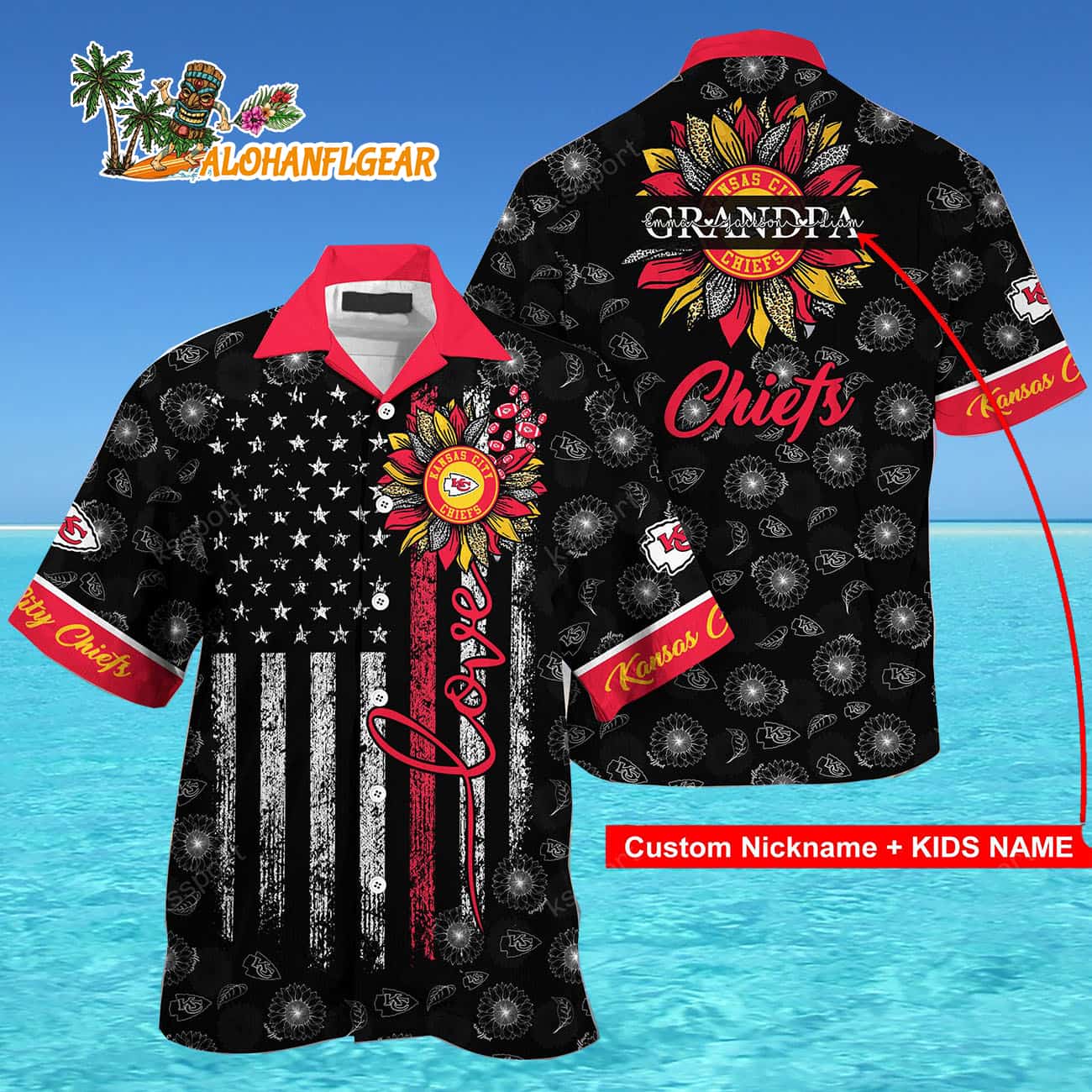 Personalized Kansas City Chiefs Sunflower For Mother Day Father Day Hawaiian Shirt Personalized Kansas City Chiefs Sunflower For Mother Day Father Day Hawaiian Shirt