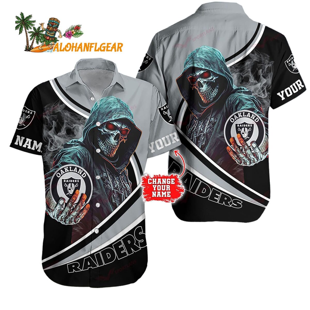 Personalized Las Vegas Raiders Special Halloween Skull Personalized Hawaiian Shirt 1