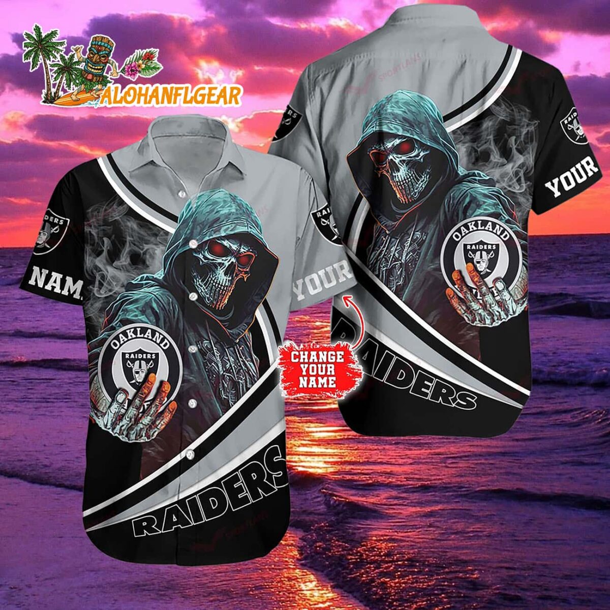Personalized Las Vegas Raiders Special Halloween Skull Personalized Hawaiian Shirt 2