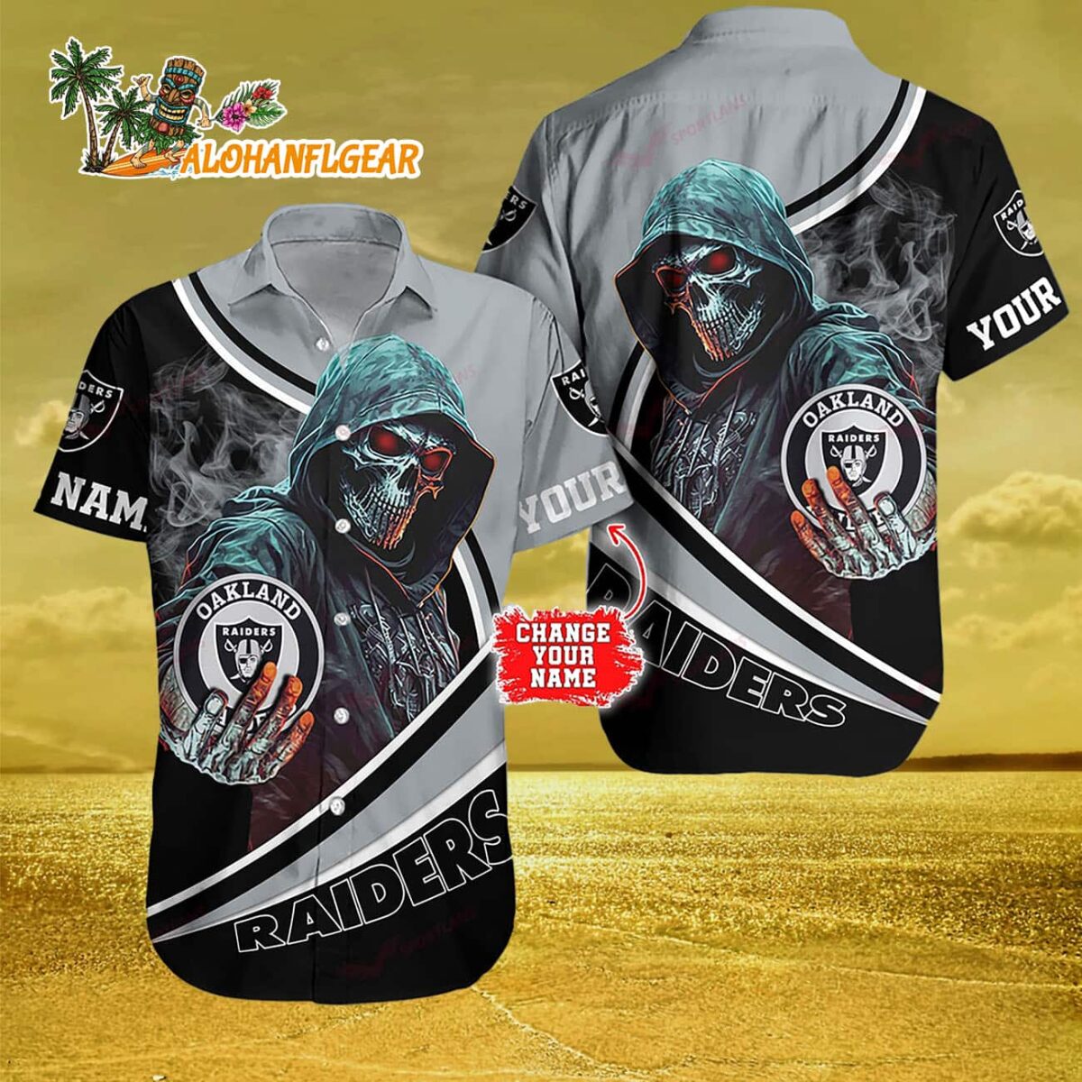 Personalized Las Vegas Raiders Special Halloween Skull Personalized Hawaiian Shirt 3