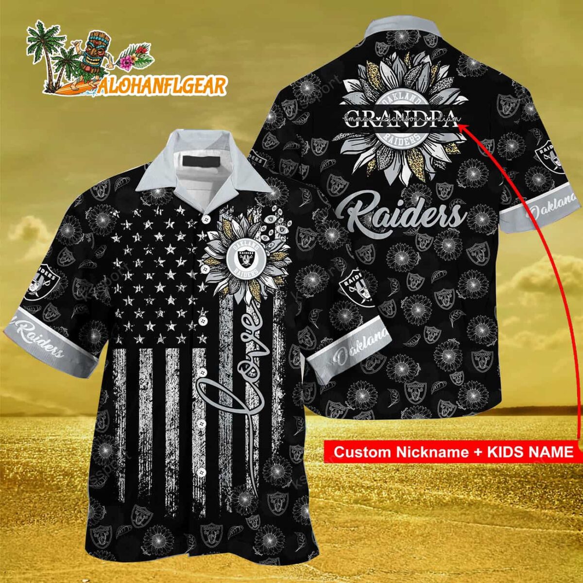 Personalized Las Vegas Raiders Sunflower For Mother Day Father Day Hawaiian Shirt 2 Personalized Las Vegas Raiders Sunflower For Mother Day Father Day Hawaiian Shirt 3