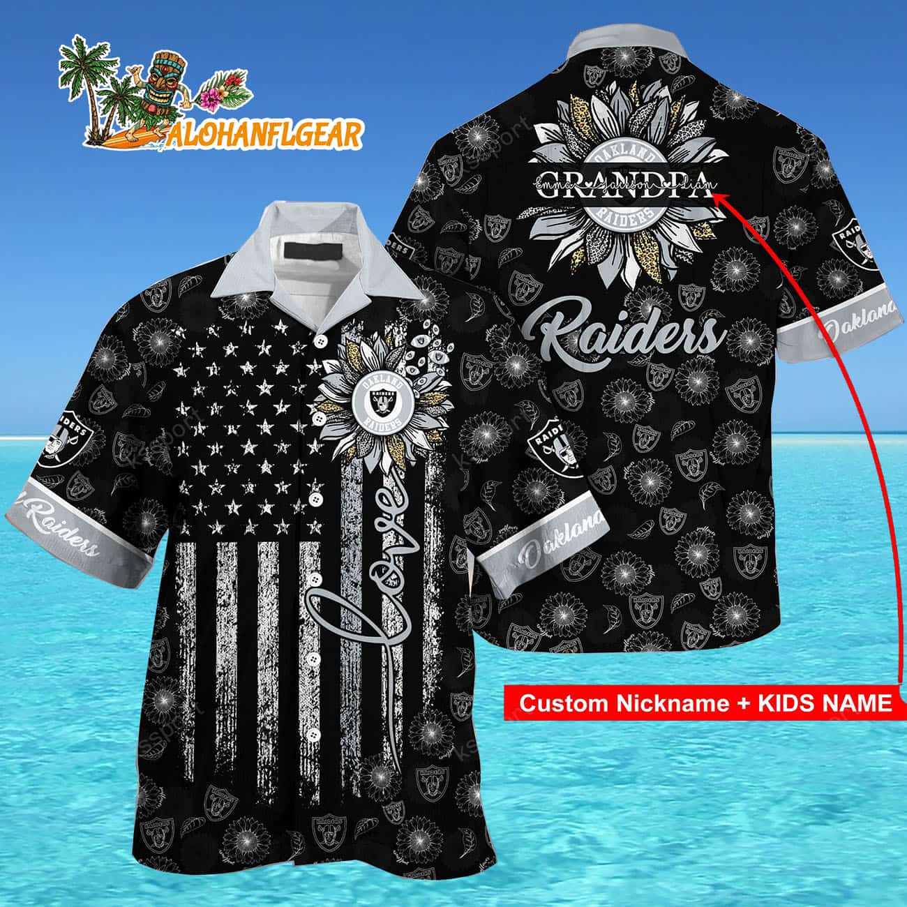 Personalized Las Vegas Raiders Sunflower For Mother Day Father Day Hawaiian Shirt Personalized Las Vegas Raiders Sunflower For Mother Day Father Day Hawaiian Shirt