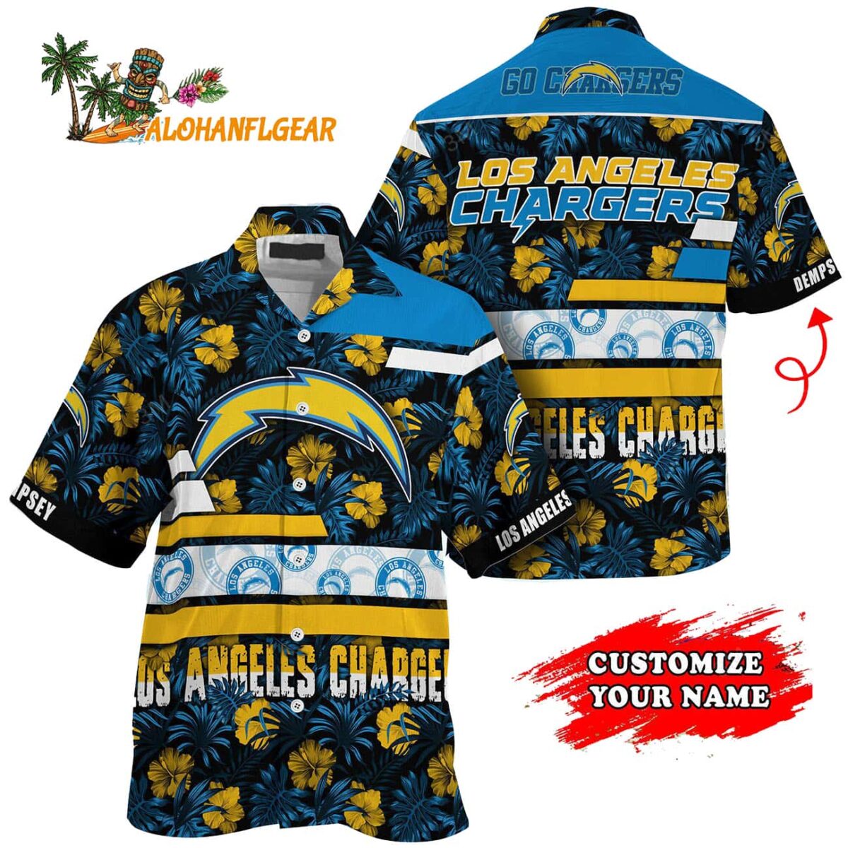 Personalized Los Angeles Chargers Flower Summer Limited Hawaiian Shirt 1