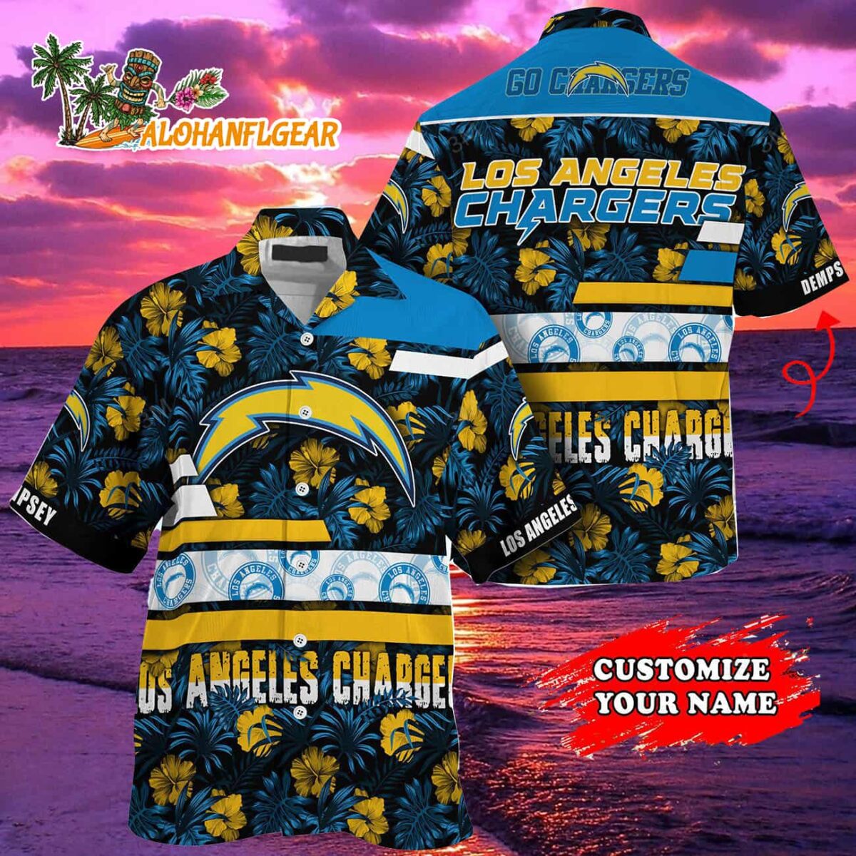 Personalized Los Angeles Chargers Flower Summer Limited Hawaiian Shirt 1 Personalized Los Angeles Chargers Flower Summer Limited Hawaiian Shirt 2