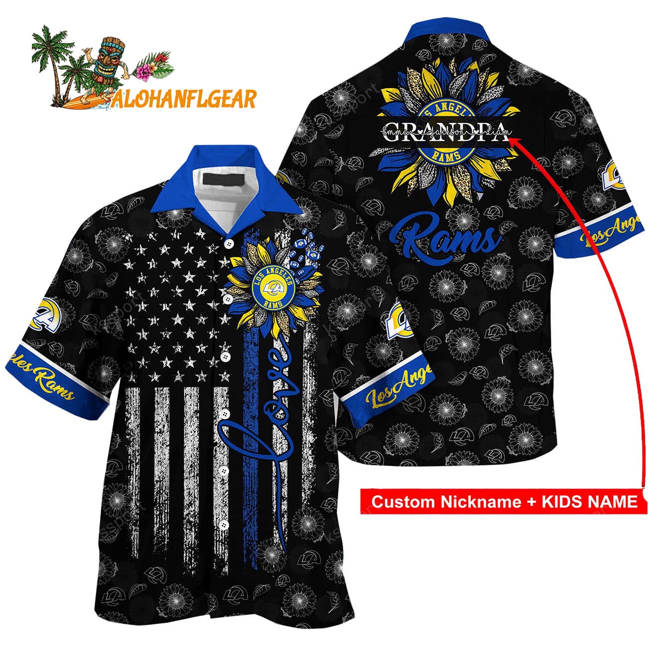 Personalized Los Angeles Rams Sunflower For Mother Day Father Day Hawaiian Shirt Personalized Los Angeles Rams Sunflower For Mother Day Father Day Hawaiian Shirt