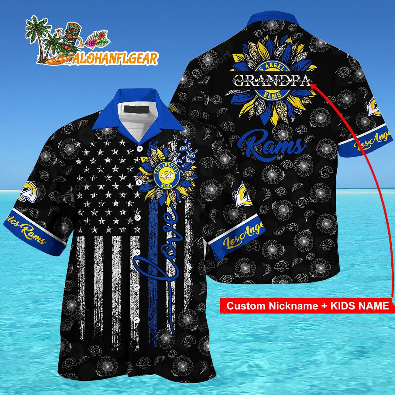 Personalized Los Angeles Rams Sunflower For Mother Day Father Day Hawaiian Shirt Personalized Los Angeles Rams Sunflower For Mother Day Father Day Hawaiian Shirt