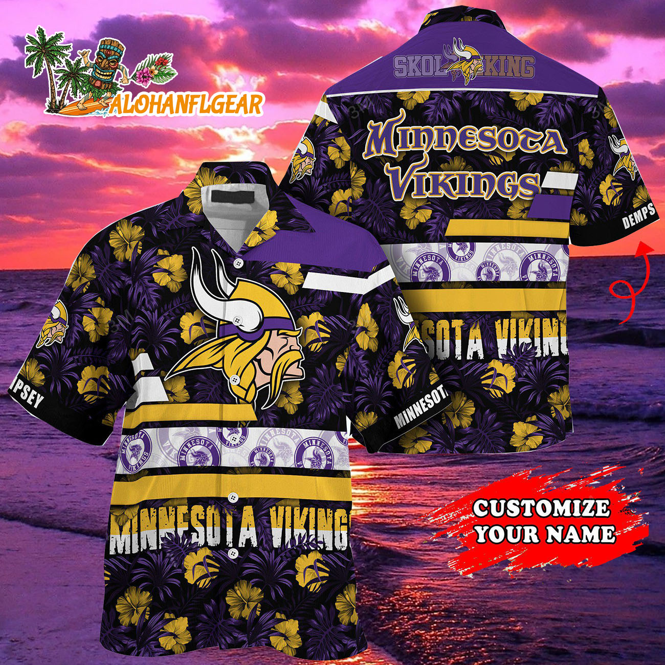 Personalized Minnesota Vikings Flower Summer Limited Hawaiian Shirt Personalized Minnesota Vikings Flower Summer Limited Hawaiian Shirt
