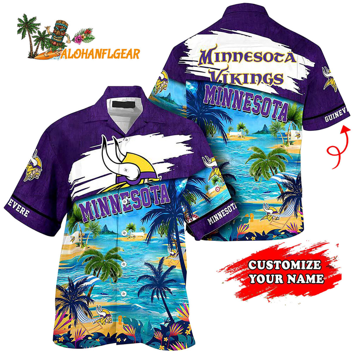 Personalized Minnesota Vikings Summer Button Up Hawaii Shirt 1