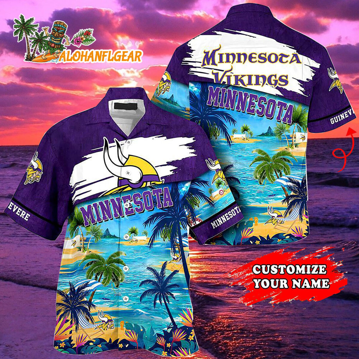 Personalized Minnesota Vikings Summer Button Up Hawaii Shirt 2