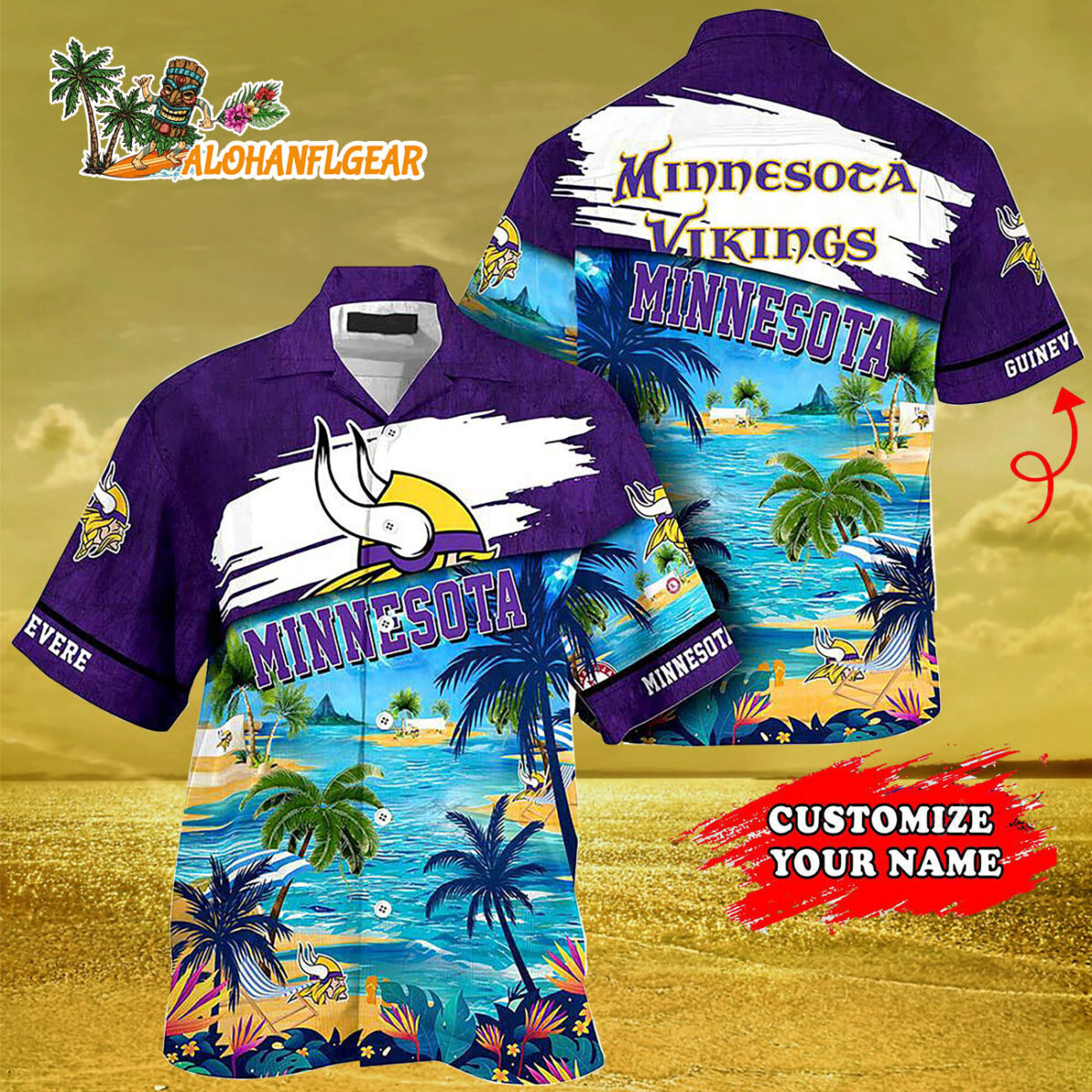 Personalized Minnesota Vikings Summer Button Up Hawaii Shirt 3