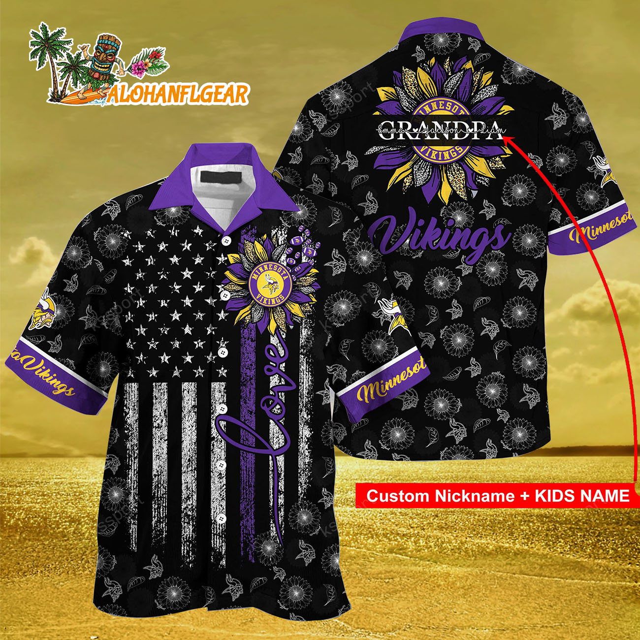 Personalized Minnesota Vikings Sunflower For Mother Day Father Day Hawaiian Shirt Personalized Minnesota Vikings Sunflower For Mother Day Father Day Hawaiian Shirt