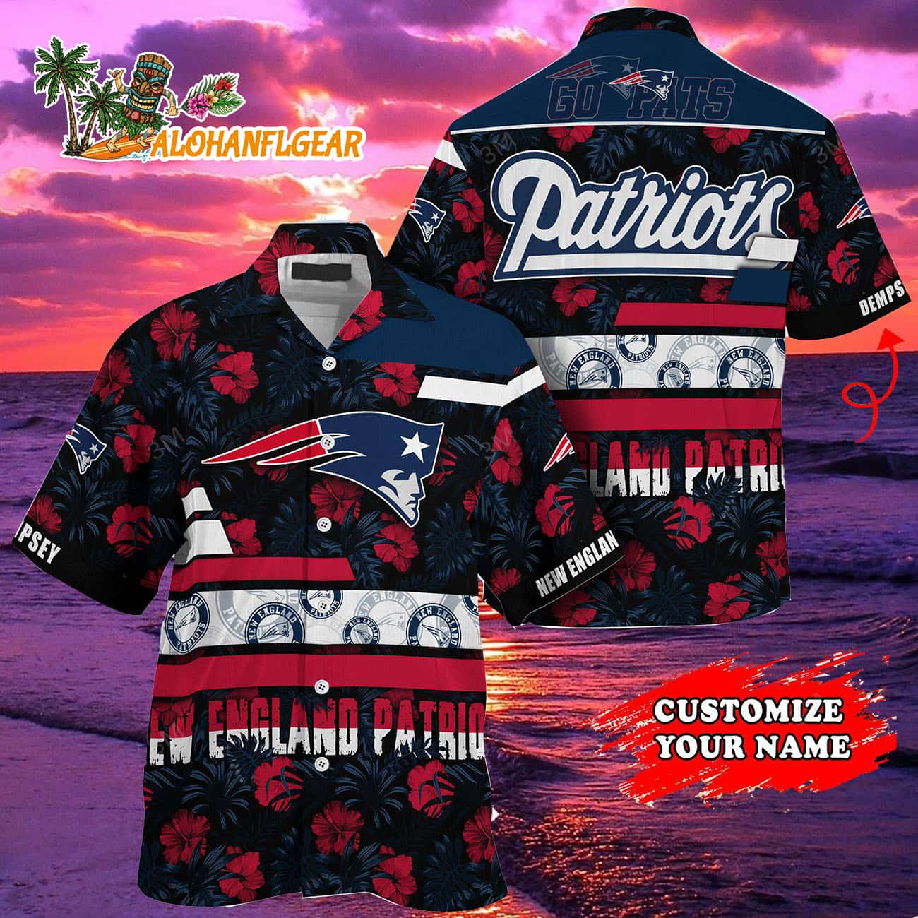 Personalized New England Patriots Flower Summer Limited Hawaiian Shirt Personalized New England Patriots Flower Summer Limited Hawaiian Shirt
