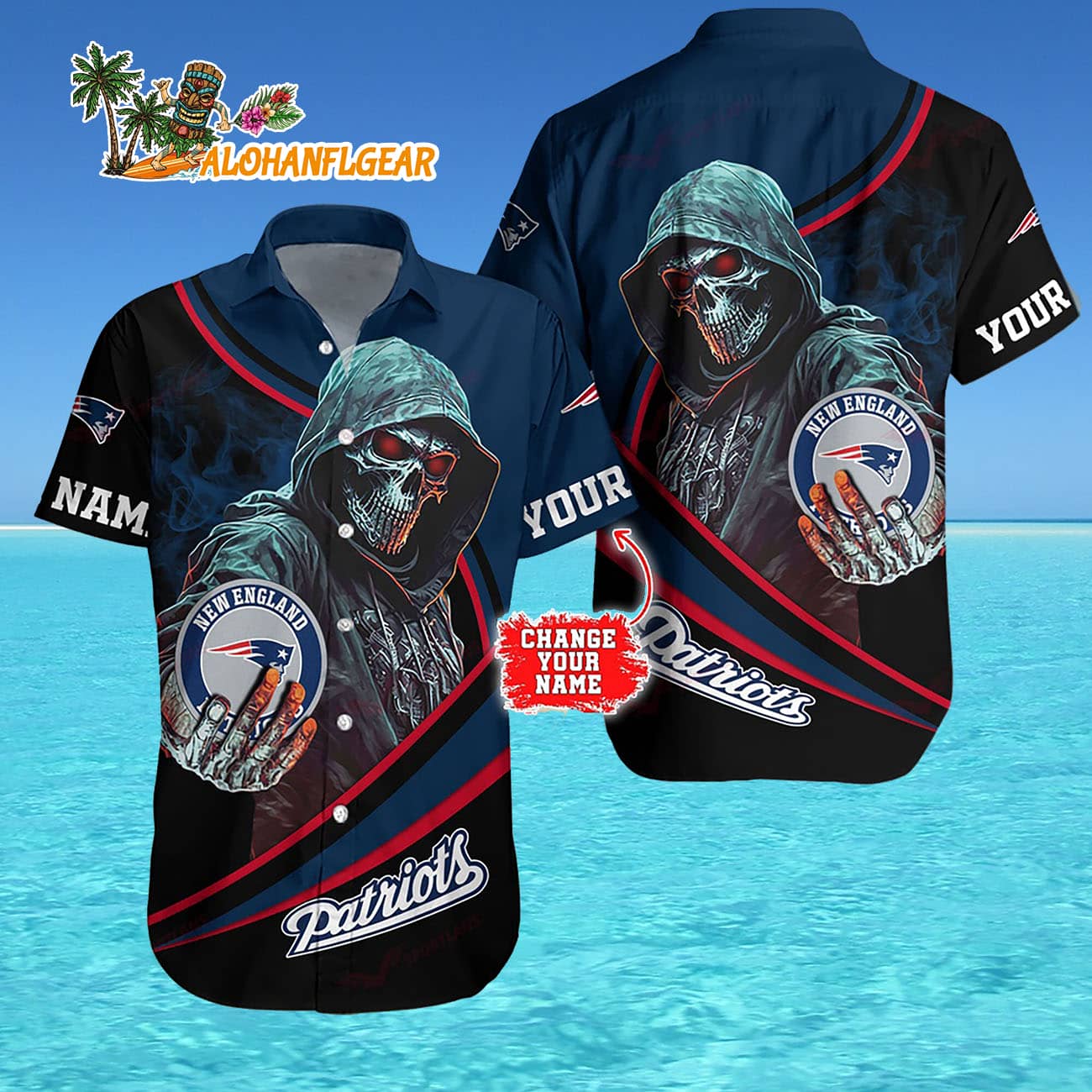 Personalized New England Patriots Special Halloween Skull Hawaiian Shirt Personalized New England Patriots Special Halloween Skull Hawaiian Shirt