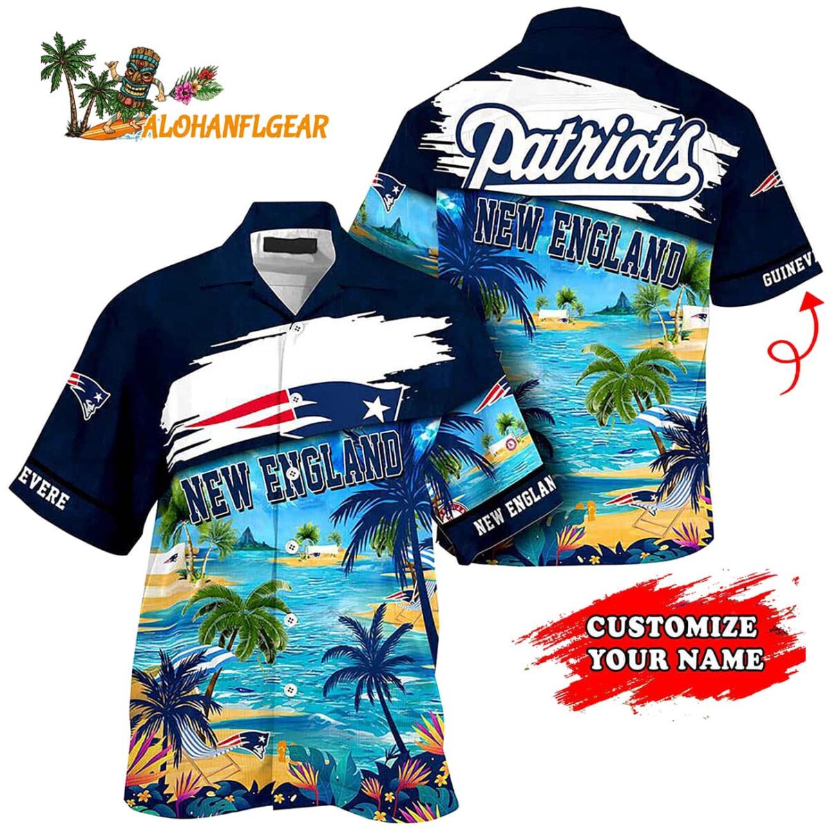 Personalized New England Patriots Summer Button Up Hawaii Shirt 1