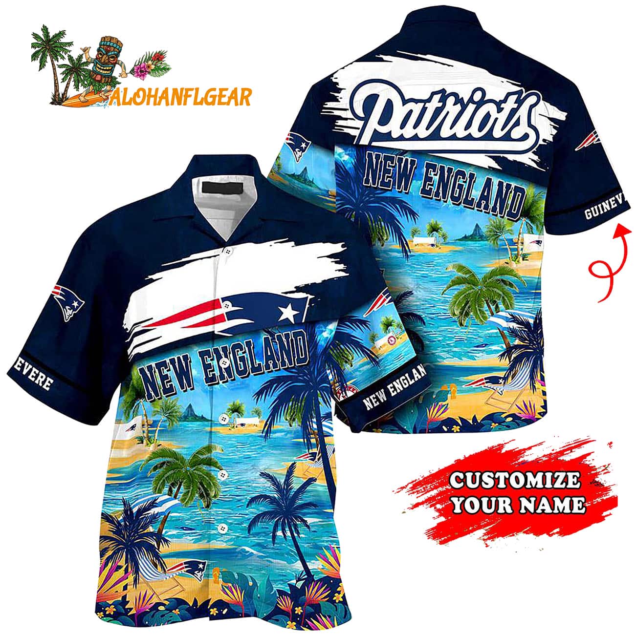 Personalized New England Patriots Summer Button Up Hawaii Shirt Personalized New England Patriots Summer Button Up Hawaii Shirt