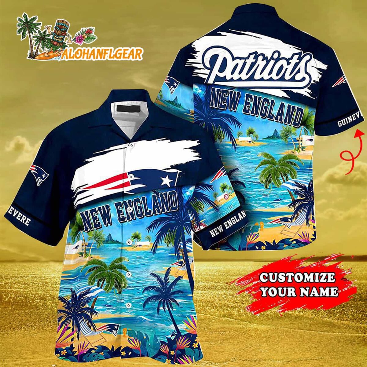 Personalized New England Patriots Summer Button Up Hawaii Shirt 3