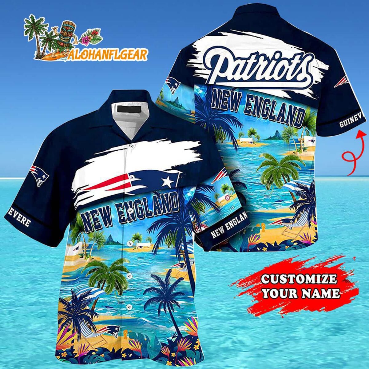 Personalized New England Patriots Summer Button Up Hawaii Shirt 4