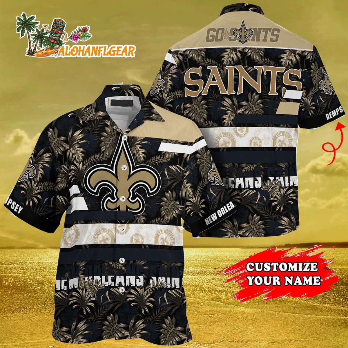 Personalized New Orleans Saints Flower Summer Limited Hawaiian Shirt 3