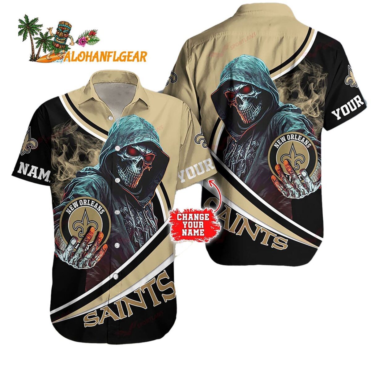 Personalized New Orleans Saints Special Halloween Skull Hawaiian Shirt 1