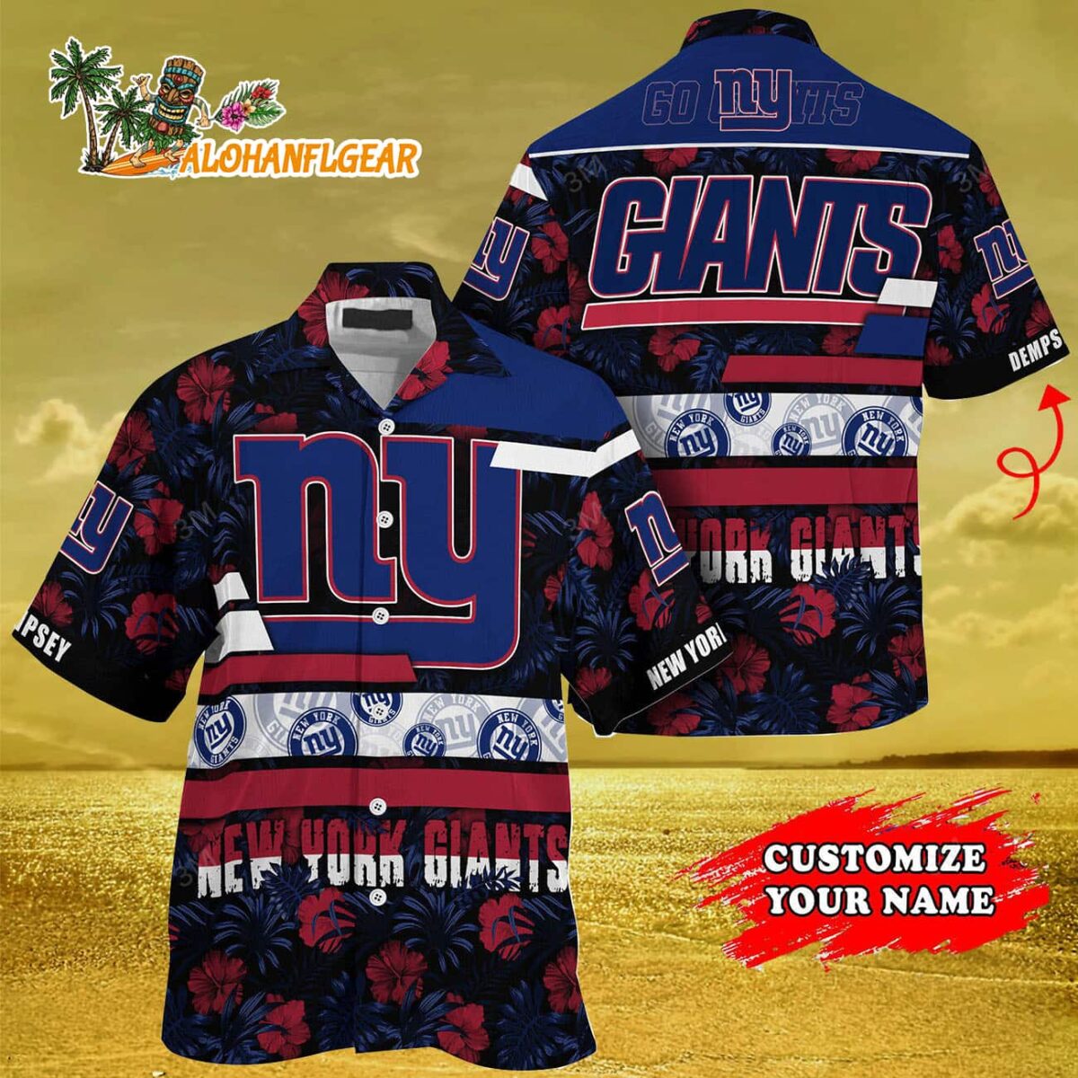 Personalized New York Giants Flower Summer Limited Hawaiian Shirt 3