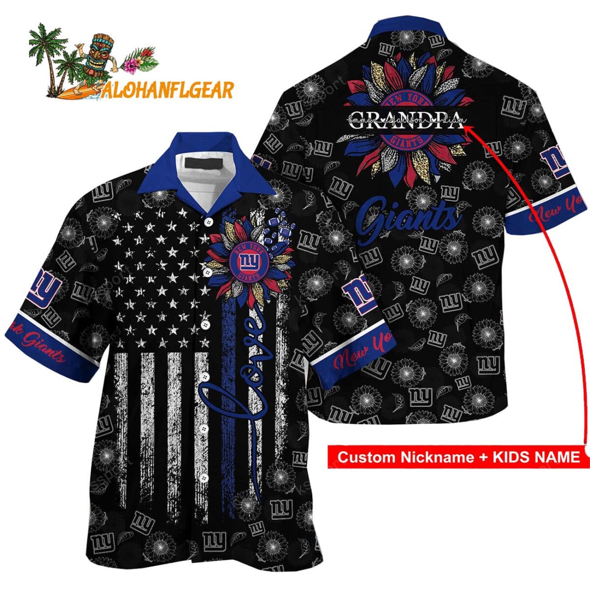 Personalized New York Giants Sunflower For Mother Day Father Day Hawaiian Shirt 1
