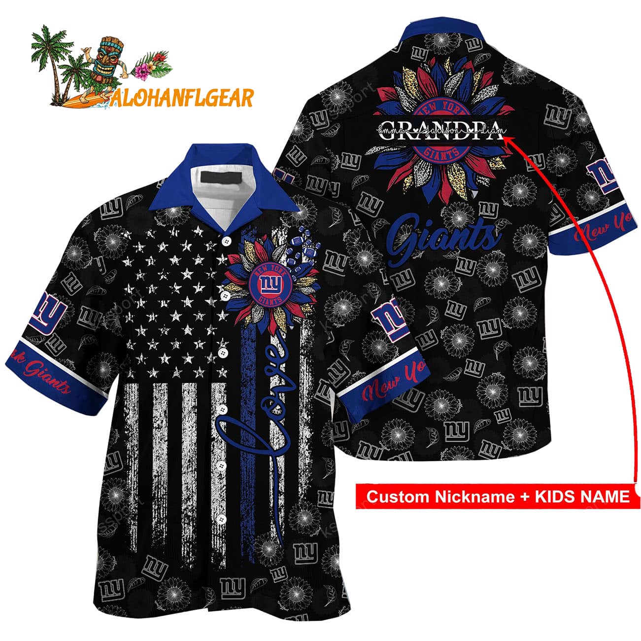 Personalized New York Giants Sunflower For Mother Day Father Day Hawaiian Shirt Personalized New York Giants Sunflower For Mother Day Father Day Hawaiian Shirt