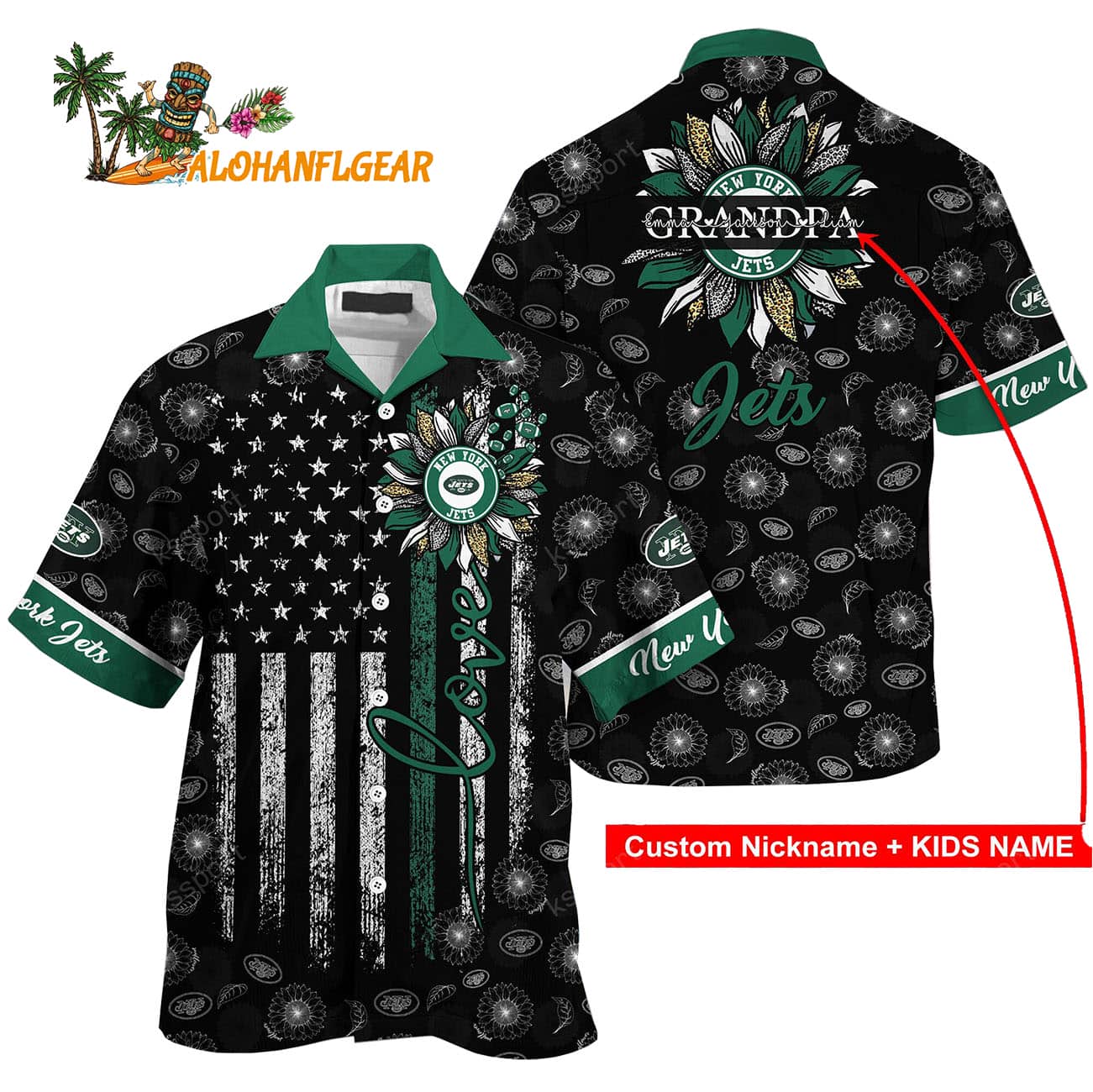 Personalized New York Jets Sunflower For Mother Day Father Day Hawaiian Shirt Personalized New York Jets Sunflower For Mother Day Father Day Hawaiian Shirt