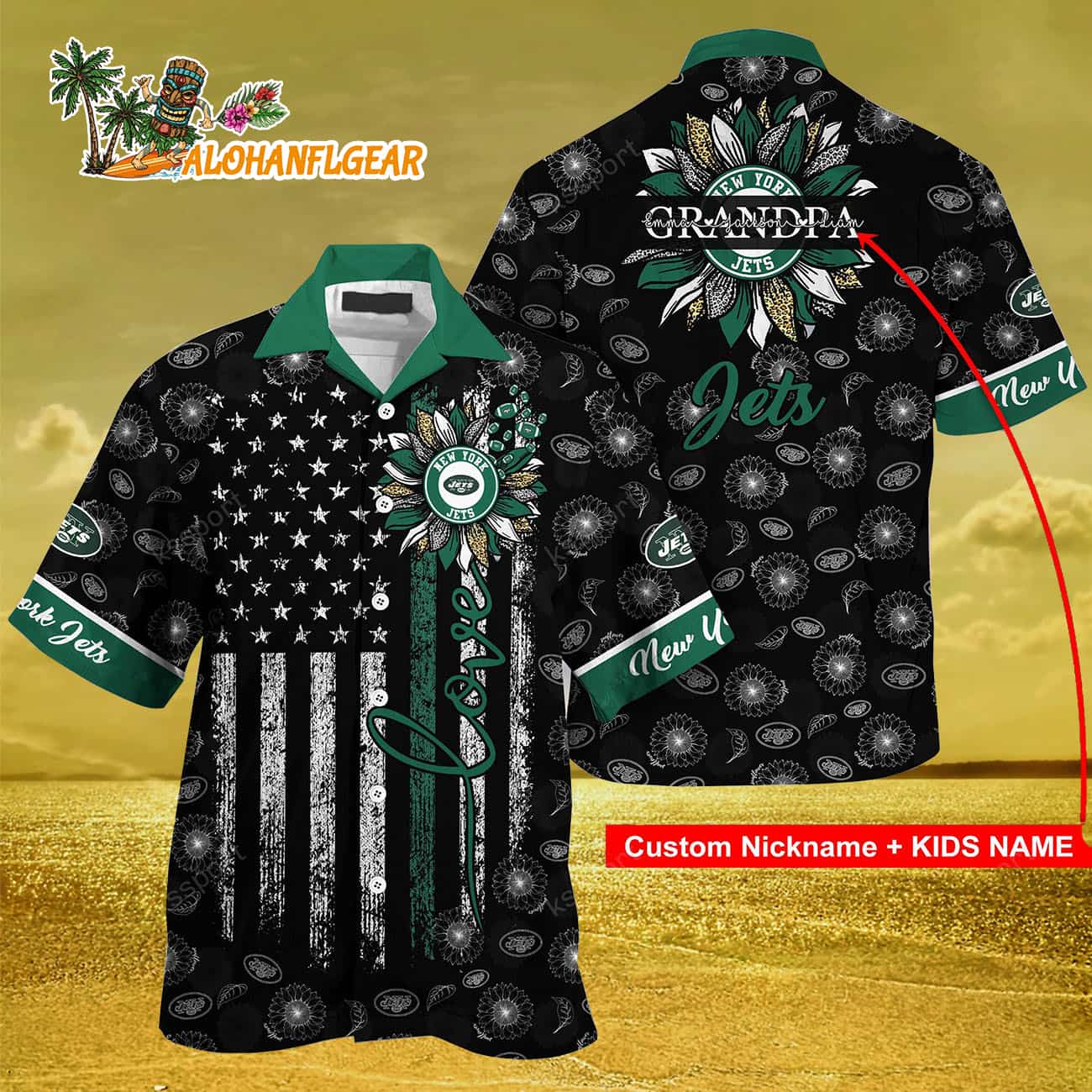 Personalized New York Jets Sunflower For Mother Day Father Day Hawaiian Shirt Personalized New York Jets Sunflower For Mother Day Father Day Hawaiian Shirt
