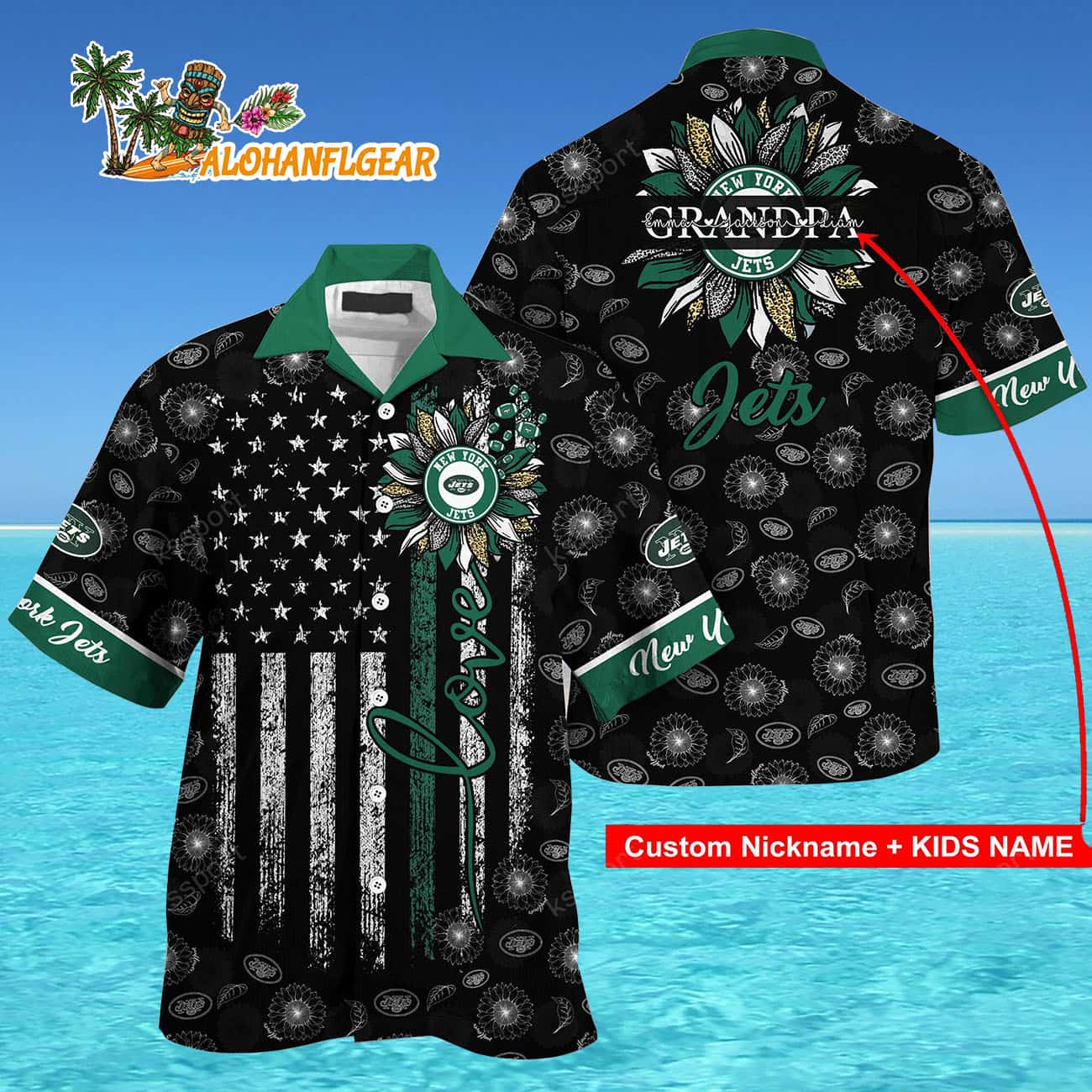 Personalized New York Jets Sunflower For Mother Day Father Day Hawaiian Shirt Personalized New York Jets Sunflower For Mother Day Father Day Hawaiian Shirt