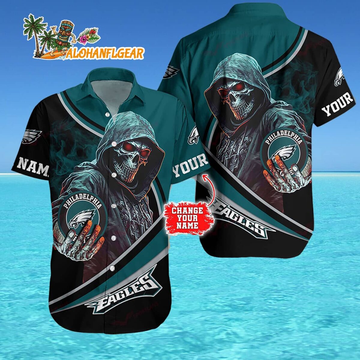 Personalized Philadelphia Eagles Special Halloween Skull Hawaiian Shirt 4 Personalized Philadelphia Eagles Special Halloween Skull Hawaiian Shirt 4