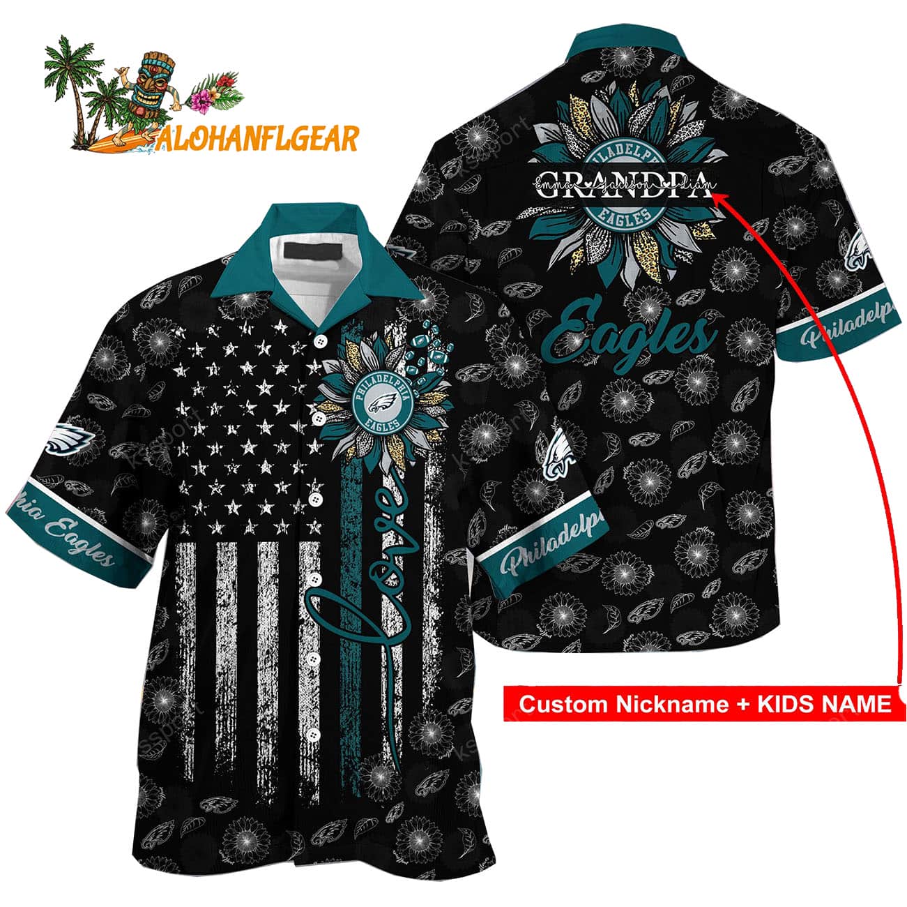 Personalized Philadelphia Eagles Sunflower For Mother Day Father Day Hawaiian Shirt Personalized Philadelphia Eagles Sunflower For Mother Day Father Day Hawaiian Shirt