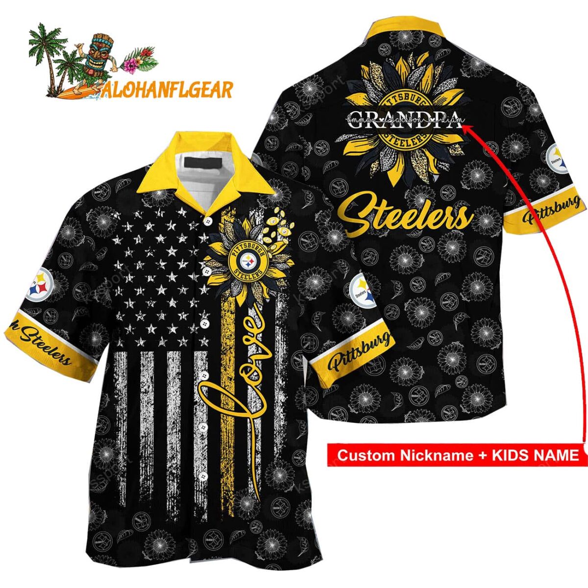 Personalized Pittsburgh Steelers Sunflower Day Hawaiian Shirt Gifts For Mother Day And Father Day 1